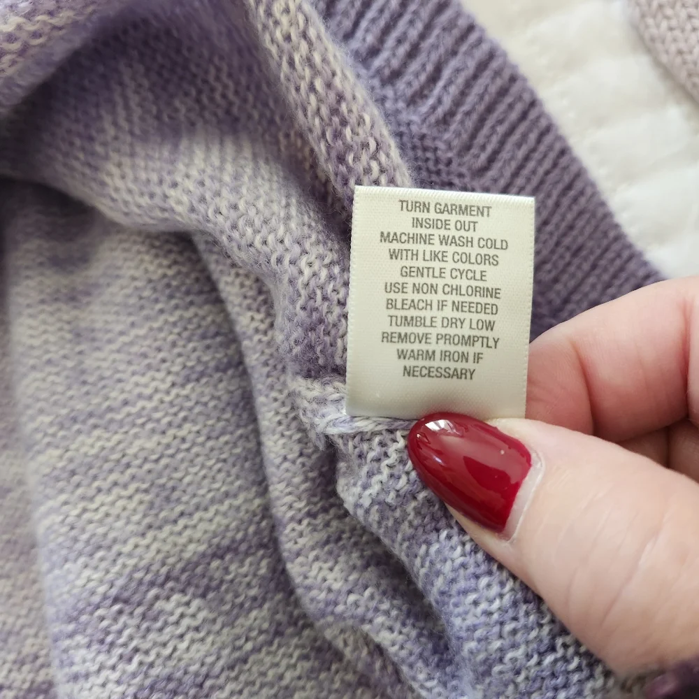 DRESS BARN WOMEN'S LILAC AND GRAY STRIPED SOFT SWEATER SIZE XL